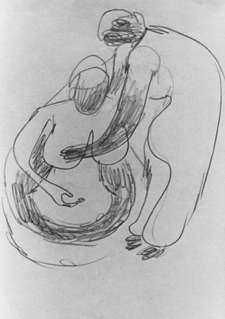 Marjorie Eaton pencil sketch - Midwife